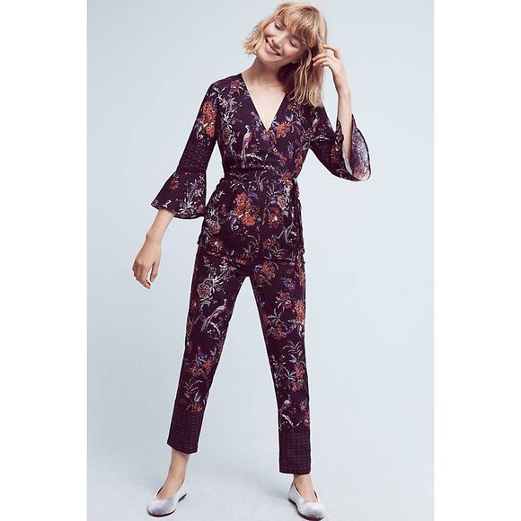 Maeve Pants - Anthropologie Maeve Espoir Blue Wrap Jumpsuit Size 0